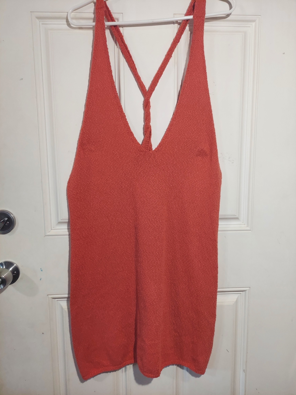 Free People Beach Phia Knit Halter Tunic Open Back Top/ Dress Size Large
